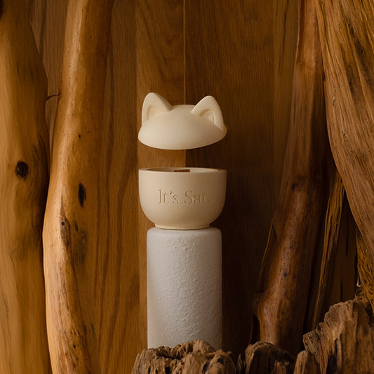 It's Saturday!【 Aibo 陪伴寵物系列 】貓耳朵款 No.018 閣樓間 - 裸色水泥香氛蠟燭 Wooden Wick Candle \寵物友善 Pet-friendly/