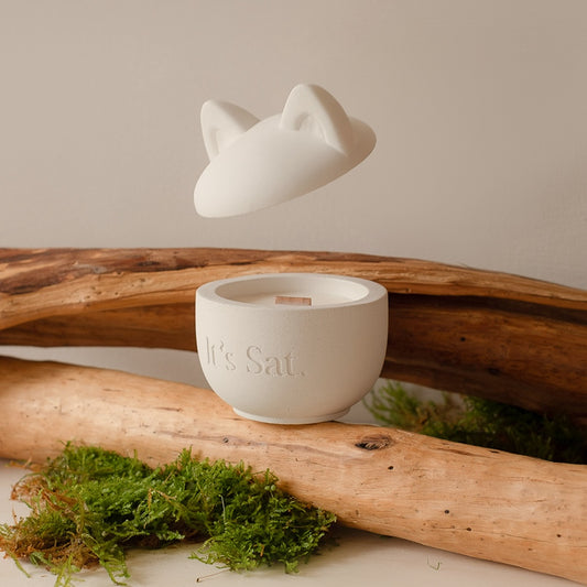 It's Saturday!【 Aibo 陪伴寵物系列 】貓耳朵款 No.365 植物學家的哲學課 - 水泥香氛蠟燭 Wooden Wick Candle \寵物友善 Pet-friendly/