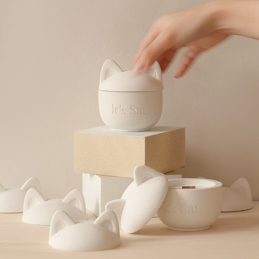 It's Saturday!【 Aibo 陪伴寵物系列 】貓耳朵款 No.365 植物學家的哲學課 - 水泥香氛蠟燭 Wooden Wick Candle \寵物友善 Pet-friendly/