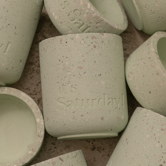 It's Saturday! No.017 湛藍樂園 - 天堂藍磨石款水泥香氛蠟燭 Wooden Wick Candle