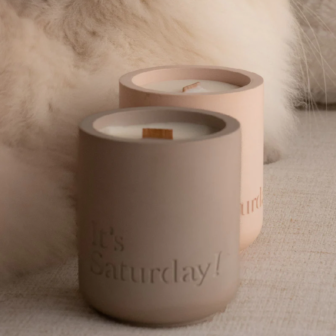 It's Saturday! No.020 落日餘暉 - 粉塵藕水泥香氛蠟燭 Wooden Wick Candle \寵物友善 Pet-friendly/