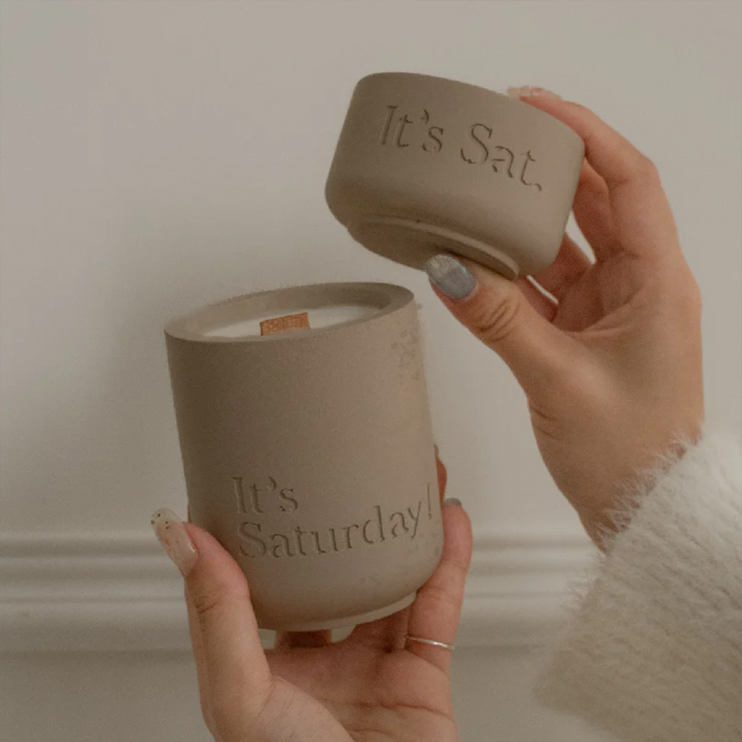 It's Saturday! No.020 落日餘暉 - 粉塵藕水泥香氛蠟燭 Wooden Wick Candle \寵物友善 Pet-friendly/