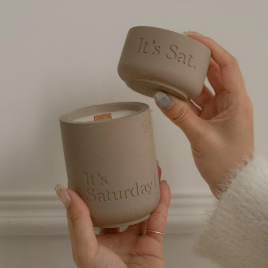 It's Saturday! No.020 落日餘暉 - 粉塵藕水泥香氛蠟燭 Wooden Wick Candle \寵物友善 Pet-friendly/