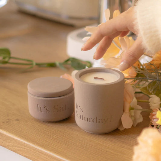 It's Saturday! No.027 Pillow Warm Cotton - 復古粉水泥香氛蠟燭 Wooden Wick Candle