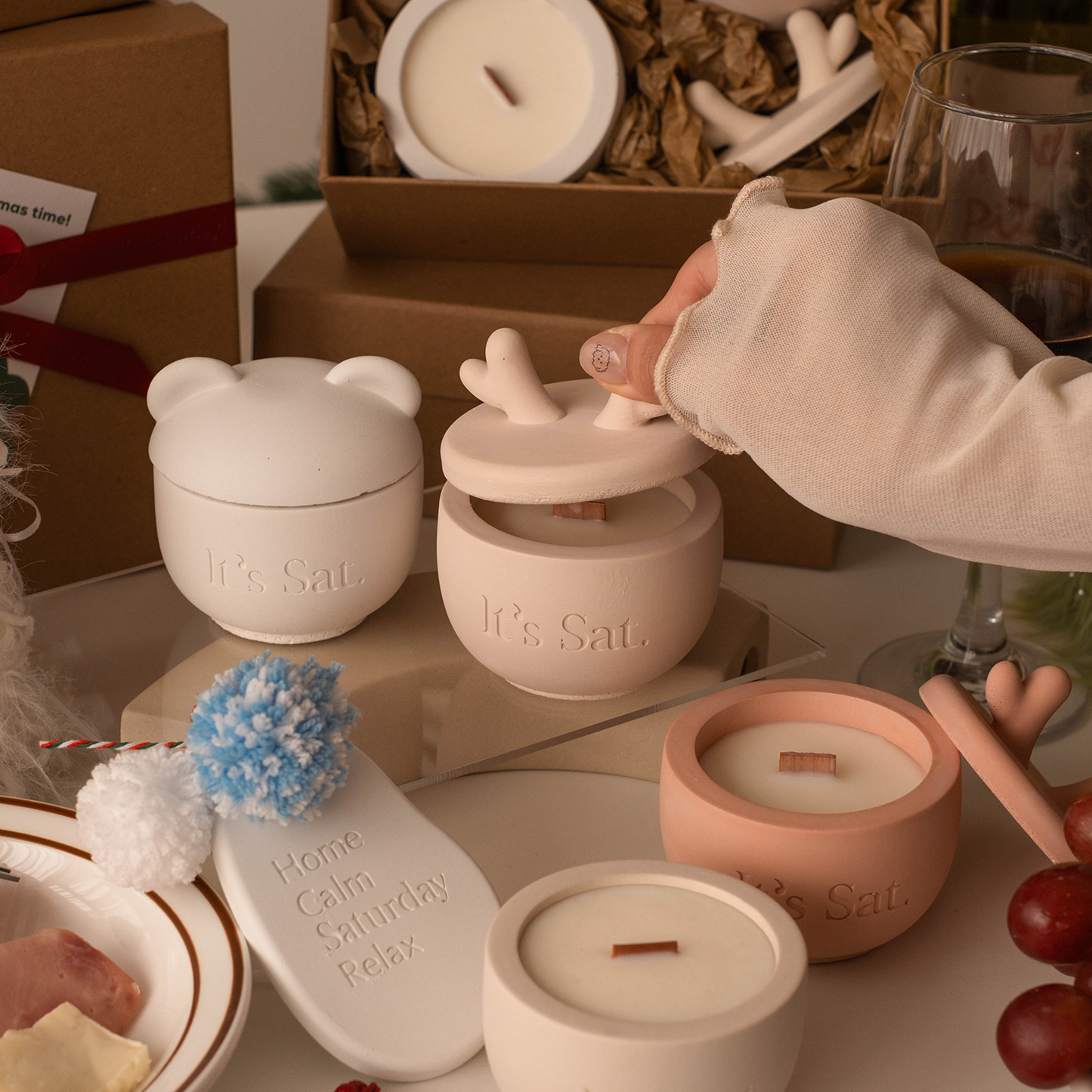 It's Saturday! 🎄聖誕限定鹿角款🦌木質調 - 斑比森林水泥香氛蠟燭 Wooden Wick Candle \寵物友善 Pet-friendly/