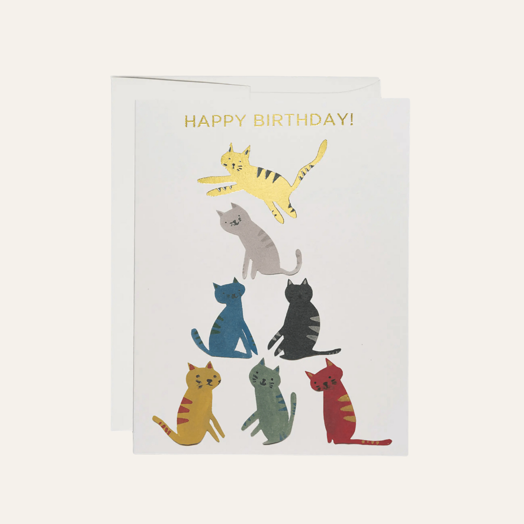 Red Cap Cards - Gold Kitty Birthday