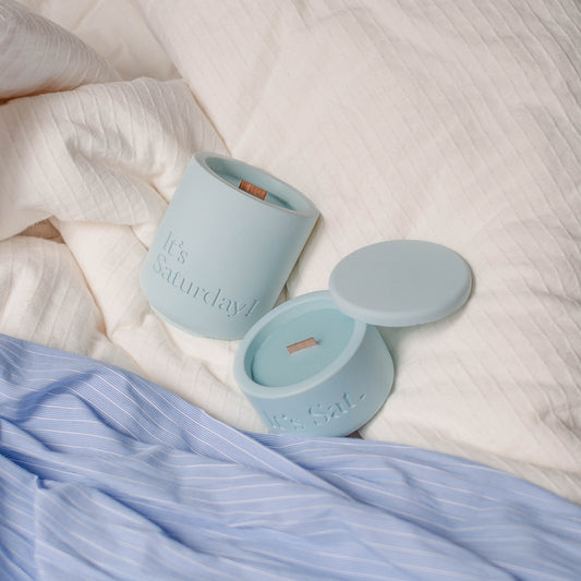 It's Saturday! No.004 假日賴床 - 寶寶藍水泥香氛蠟燭 Wooden Wick Candle