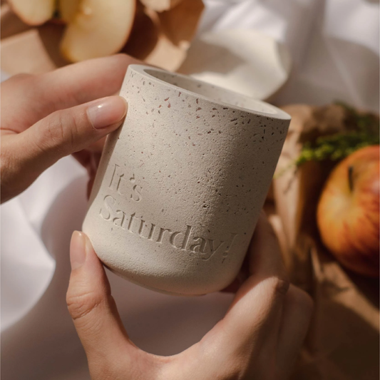 It's Saturday! No.016 果香之境 - 泡沫白磨石款水泥香氛蠟燭 Wooden Wick Candle